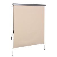 Outsunny Senkrechtmarkise Balkonmarkise Vertikalmarkise Windschutz Seitenrollo Sichtschutz mit Handkurbel Polyesterstoff+Aluminium Cremeweiß 250 x 160 cm