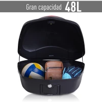HOMCOM Baúl Moto Universal 48L + Llaves y Accesorios Equipaje Caja de Moto Topcase Casco para Motocicleta Ciclomotores Scooter(m-6)