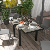 Outsunny Table Extensible de Jardin Grande Taille dim. dépliées 160 x 80 x 75 cm Aluminium Plateau Verre trempé transparent(m-7)