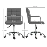 Vinsetto PU Leather Home Office Desk Chair, Computer Chair with Mid Back, Arm, Swivel Wheels, Adjustable Height, Grey(m-3)