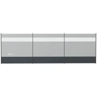 Outsunny Camping Windbreaker with Clear Windows, Carry Bag and Steel Poles, for Beach Caravan Campervan, 440 x 140cm, Grey(m-11)