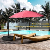 Outsunny Detachable Patio Umbrella Base, Cantilever Parasol Base Stand Outdoor Umbrella Weights, Filled with Sand and Water up to 140KG, Black(m-6)