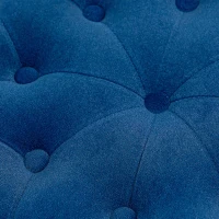 HOMCOM Pouf Poggiapiedi Rotondo con Vano Contenitore in Velluto Trapuntato, Ø60 x 40 cm, Blu Scuro(m-8)