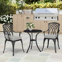 Outsunny Three-Piece Cast Aluminium Bistro Set - Black(m-7)