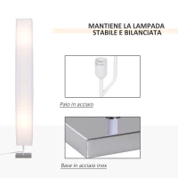 HOMCOM Lampada da Terra Lampada Piantana da Terra Design Moderna Salotto Tessuto 14×14×120cm Bianco(m-5)
