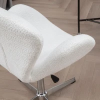 HOMCOM Fauteuil pivotant hauteur réglable revêtement tissu bouclette pour salon chambre bureau, blanc(m-7)