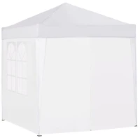 Outsunny Faltpavillon, Bierzelt, 4 abnehmbare Seitenwände, 2 Fenster, Metallrahmen, 2 x 2m, Weiß(m-9)