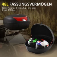 HOMCOM Motorradkoffer, Rollerkoffer für Motorräder, Roller, Mofas und Quads, 48 L Helmkoffer, Topcase, Schwarz, 59 x 43 x 33 cm(m-4)