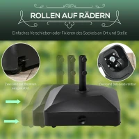 Outsunny Sonnenschirmständer, Sonnenschirmfuß, Sonnenschirmhalter, 54,5 x 54,5 x 46,5 cm, Schwarz(m-6)