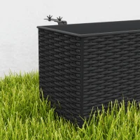 Outsunny Set of Two Rattan-Effect Planters - Black(m-9)