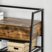 HOMCOM Mobile Scarpiera in Stile Industriale con Vano, Panca Scarpiera Vintage Salvaspazio in Legno e Metallo, Marrone Rustico, 90x37x60cm(m-7)
