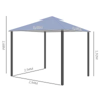 Outsunny Pavillon Partyzelt mit Doppeldach 3,45x3,45x2,68m Festzelt Gartenlaube Metall Polyester Grau(m-3)