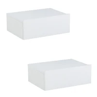 HOMCOM 2 tlg. Wandnachttische Nachttisch Wandschrank mit Schublade Schlafzimmer Nachtkommode Beistelltisch Spanplatte Weiß 40 x 30 x 15 cm(m-8)