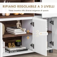 HOMCOM Credenza Moderna da Cucina in Legno con Armadietti, Cassetto e Vano Aperto, 105x39x83cm, Bianco(m-5)