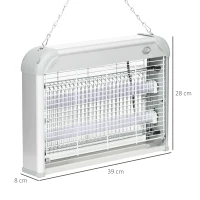 Outsunny Zapper per Insetti e Zanzare da 20W a Luci LED UV con Vassoio Rimovibile, in ABS e Metallo, 39x8x28 cm(m-3)