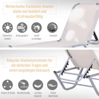 Outsunny Sonnenliege Strandliege 5-Stufige Alu Gartenliege Relaxliege Texteline Beige 163 x 58,5 x 91 cm(m-5)