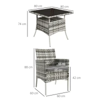 Outsunny Five-Pieces Rattan Dining Set - Mixed Grey(m-3)