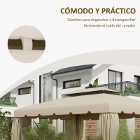 Outsunny Techo de Repuesto para Cenador 4x3 m Cubierta de Repuesto con Doble Techo y 8 Orificios de Drenaje Beige(m-6)