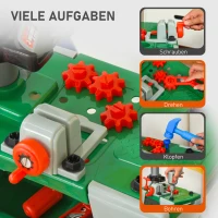 HOMCOM Kinder Werkbank mit Werkzeug Arbeitstisch Werkbanktisch mit 37 Zubehören Rollenspiel Spielzeug für Kinder ab 3 Jahren PP-kunststoff Grün+Grau 44 x 26 x 71 cm(m-6)