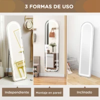 HOMCOM Espejo de Cuerpo Entero con Luces LED 150x40 cm Marco de Aleación de Aluminio Iluminación de 3 Colores Plata(m-7)