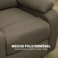 HOMCOM Relaxsessel, Liegefunktion und Fußstütze, verstellbar, bis 150 kg, Stahlrahmen, 90 x 96 x 98 cm, Braun(m-5)