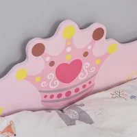 HOMCOM Kinderbett mit Prinzessinnen-Motiv mit Rausfallschutz für 3–6 Jahre, Mädchenbett, Holzbett für Kinderzimmer, Pappelholz, 143 x 73 x 60 cm(m-7)