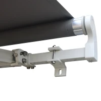 Outsunny Gelenkarmmarkise Verstellbare Klemmmarkise Terrassenmarkise 3,95 x 3m Sonnenschutz mit Kurbel, Balkonmarkise, Grau(m-8)