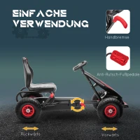 HOMCOM Kinder-Gokart, mit Pedalen, verstellbarem Sitz, In- und Outdoor, ab 5 Jahren, Rot+schwarz, 121 x 58 x 61 cm(m-5)