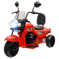 AIYAPLAY Elektro-Kinder-Motorrad, 3 Räder, 6V Batterie-Betrieb, Scheinwerfer, Musik, für Kinder im Alter von 3-6 Jahren, Rot(m-1)