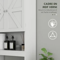 HOMCOM Armoire de rangement dessus des toilettes, meuble de salle de bain placard 2 portes étagère 58,5L x 23l x 170H cm blanc(m-6)