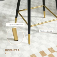 HOMCOM Set da 2 Sgabelli da Bar Vellutati con Poggiapiedi e Base in acciaio, 59x52x90cm, Grigio(m-6)