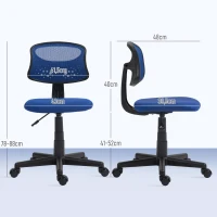 HOMCOM Silla de Oficina sin Brazos Silla de Escritorio Giratoria con Respaldo de Malla Transpirable Altura Ajustable Azul(m-3)