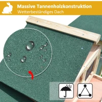 Pawhut Kleintierstall mit 2 Freiluftgehegen Tannenholz Grau + Schwarz(m-7)