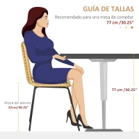 HOMCOM Pack de 2 Sillas de Comedor de Ratán Sintético Sillas de Cocina de Mimbre con Patas de Acero 44x58x85 cm Natural(m-6)
