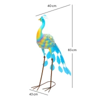 Outsunny Peacock Garden Statue, Standing Garden Ornament, Metal Garden Gift with Stakes for Patio Pond Landscape Decoration, Multi-Colour(m-3)