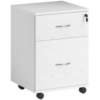 HOMCOM Two Drawer Lockable Filing Cabinet - White Wood Grain(m-1)