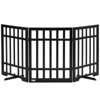 PawHut Absperrgitter für Haustiere, freistehend, 3 Paneele, klappbar, 181 cm x 35 cm x 76 cm, Schwarz(m-1)