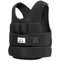 HOMCOM Giubbotto Zavorrato 20kg Unisex 38 Pesi Singoli, Imbottitura, Chiusure con Velcro, Nero(m-10)
