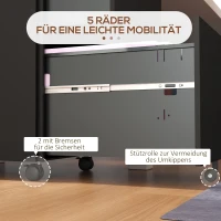 Vinsetto Rollcontainer Aktenschrank, 2 Schubladen, ab­schließ­bar, rollbar, 37 cm x 43,5 cm x 67,5 cm, Schwarz(m-7)