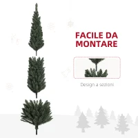 HOMCOM Albero di Natale Slim Alto 225 cm Salvaspazio con 538 Rami con Base in Acciaio per Interni, Verde(m-6)