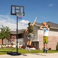 SPORTNOW 2.3-3.05m Basketball Hoop and Stand, with Weighted Base, Wheels, Black(m-2)