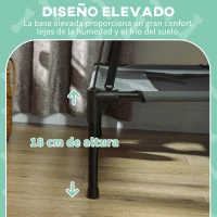PawHut Cama Elevada para Mascotas Portátil con Toldo Extraíble Tela Transpirable al Aire Libre para Interior y Exterior 76x61x73 cm Gris(m-7)