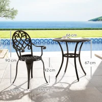 Outsunny Three-Piece Elegant Aluminium Garden Set - Black(m-3)