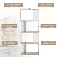 HOMCOM Estantería Librería 4 Estante Estantería Alta Pared Estante de Exposición Forma S Diseño Moderno para Salón Oficina 60x24x148cm Madera(m-4)