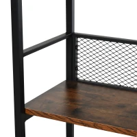 Estante Multifuncional de 3 Niveles para Almacenaje Patas Ajustables con Trasera de Rejilla Hecho de Acero y Madera 60 kg 100x32x92 cm Marrón y Negro(m-9)