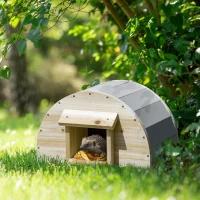 PawHut Hedgehog House, Small Animal Station, for Gardens - Natural Finish(m-2)