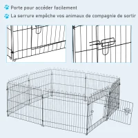 PawHut Parc enclos chiots animaux domestiques pour chiens lapins rongeurs petits animaux intérieur et extérieur diamètre 180 cm 8 panneaux 71 x 61 cm noir(m-6)