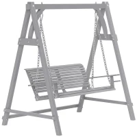 Outsunny 2 Seater Garden Swing Seat, Wooden Swing Chair Bench with Cup Holders for Outdoor Porch Patio, Grey(m-1)