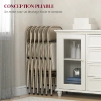 HOMCOM Lot de 6 chaises pliantes chaises de salle à manger portables cadre en acier dim. 45l x 46P x 78H cm beige(m-6)