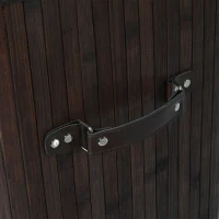 HOMCOM Wäschekorb schmal mit Deckel 72L Wäschesammler mit Griff, herausnehmbarer Wäschesack, Wäschebox für Waschküche Schlafzimmer Badezimmer, Dunkelbraun(m-9)